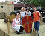 Rebecca and children from Elm Grove Primary School with the new cannon