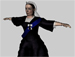 Queen Victoria animated figure showing the wire frame the model is built around.