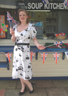Elise outside the soup kitchen