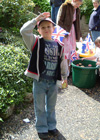 A happy visitor salutes for the camera