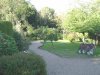 Gardens leading down to children's play village area